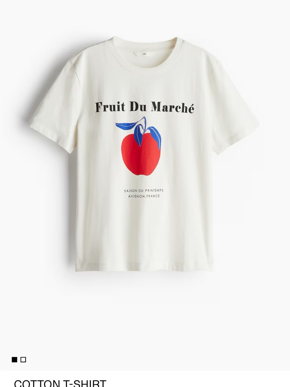 H&M Cream 100% Cotton Graphic T-Shirt